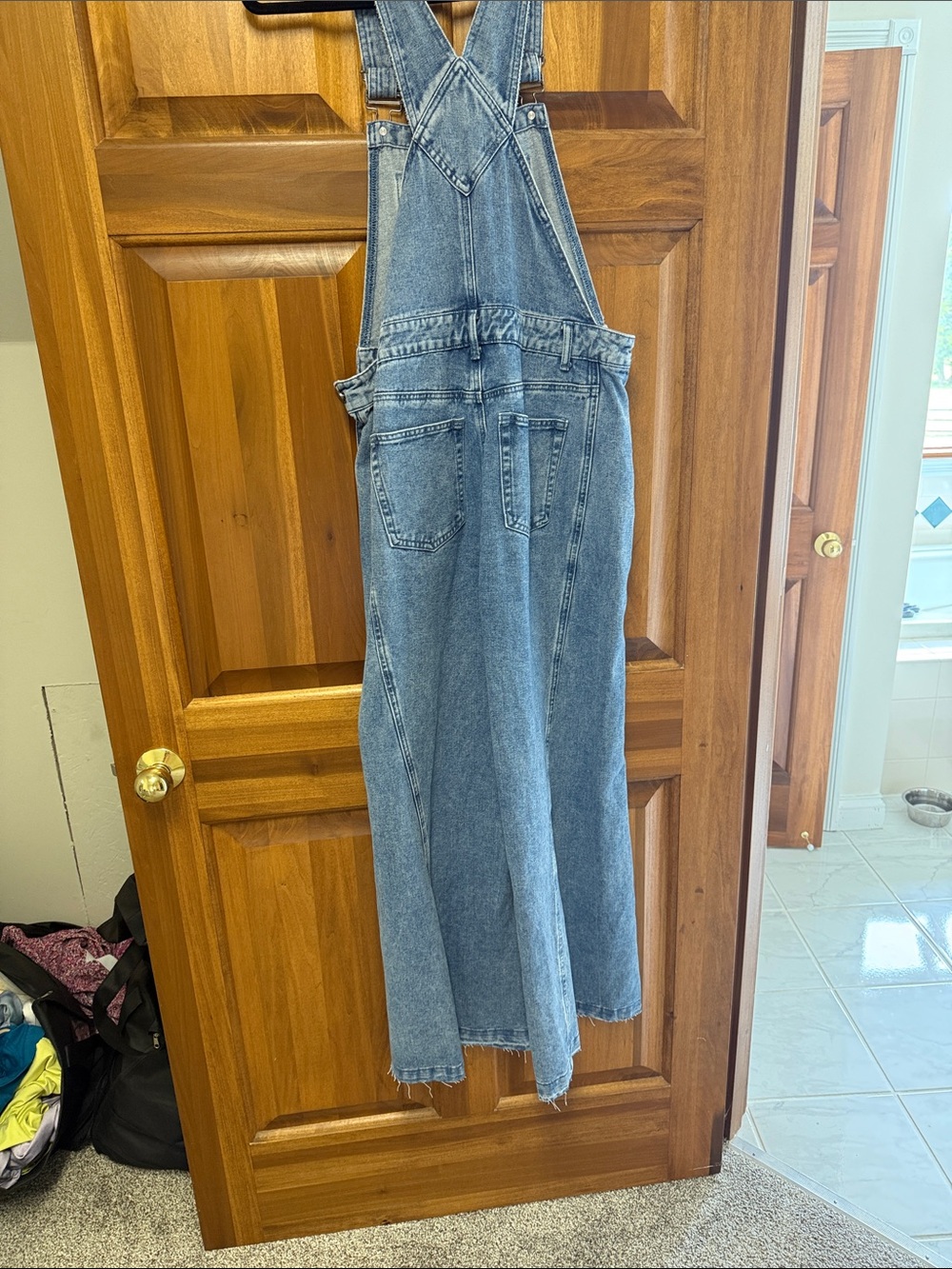 Wide Leg Style Denim Overalls - Picture 2 of 2